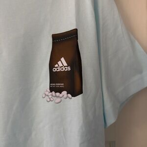 Adidas Light Blue Tee with Brown Graphic